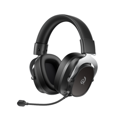 Auricular gaming Heroad VT200 Edição Tri-Mode com microfone e logótipo, preto-prata, circum-aurais, para PC e consolas