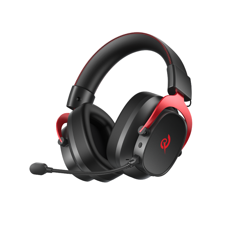 Auricular gaming Heroad VT200 Edição Tri-Mode com microfone, preto-vermelho, para PC, PS4, Xbox e dispositivos móveis.