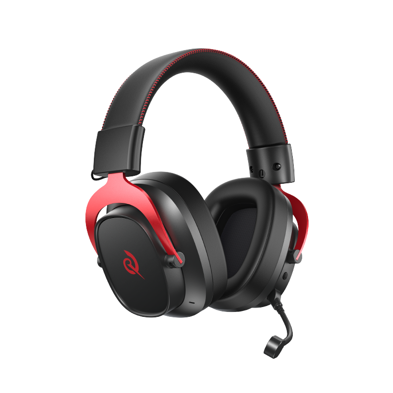 Auricular gaming Heroad VT200 Edição Tri-Mode com detalhe vermelho e microfone, preto-vermelho, circum-aurais, para PC e consola