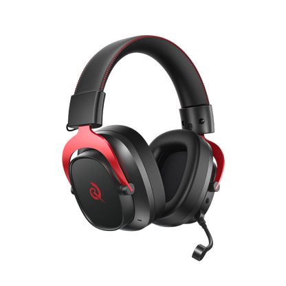 Auricular gaming Heroad VT200 Edição Tri-Mode com detalhe vermelho e microfone, preto-vermelho, circum-aurais, para PC e consola