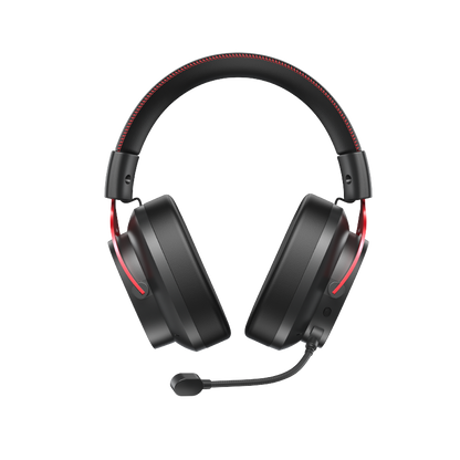 Auriculares Heroad VT200 Edição Tri-Mode com microfone, preto-vermelho, design circum-aural, sem fios e otimizado para jogos.