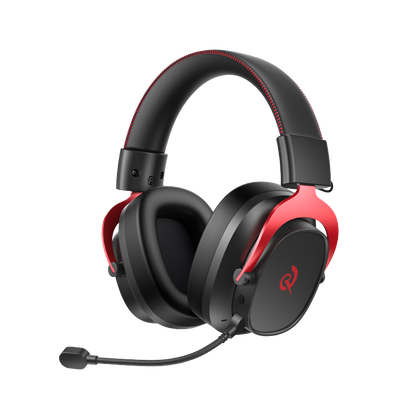 Auricular gaming Heroad VT200 Edição Tri-Mode com detalhe vermelho e microfone, preto-vermelho, para experiências de jogo imersivas.