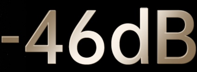 Indicador de nível de som -46dB em fundo preto