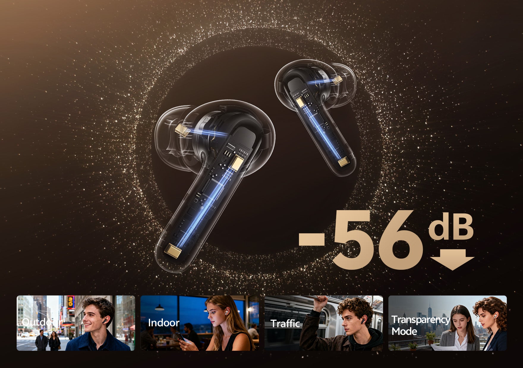 Auriculares Black Friday com cancelamento de ruído de -56 dB.