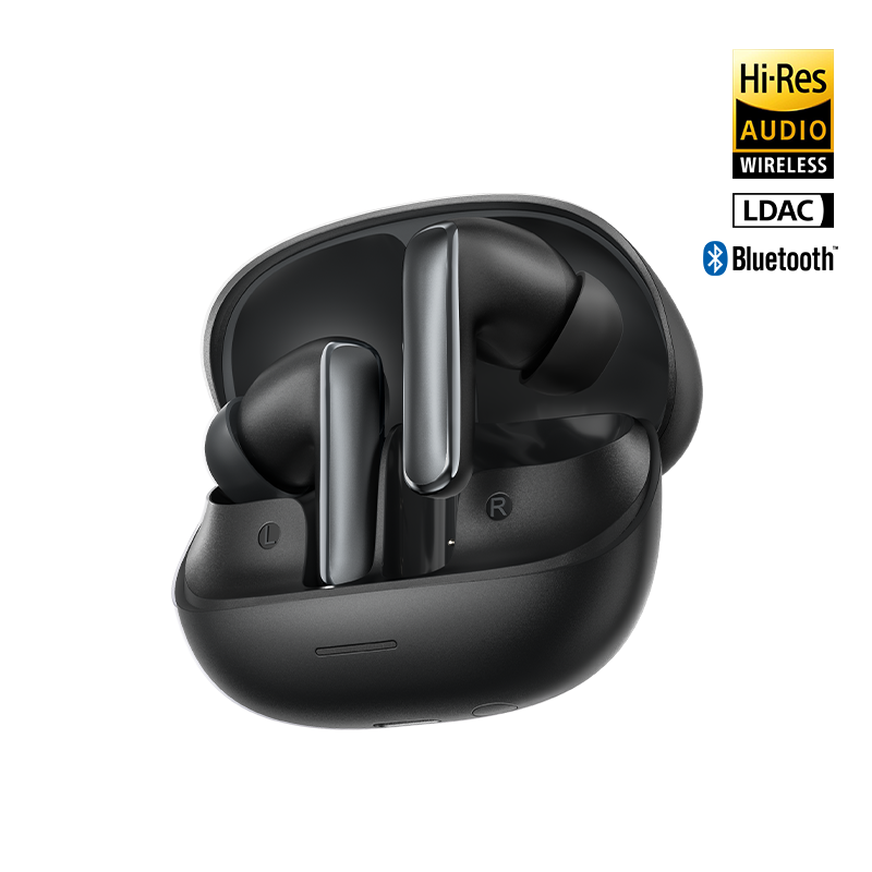 MeloBuds N65: Preto, Áudio Hi-Res, LDAC, Auriculares Bluetooth com estojo de carregamento.