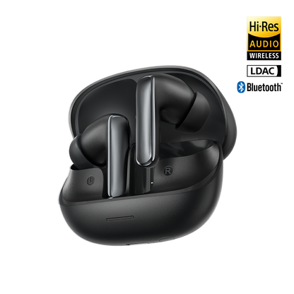 MeloBuds N65: Preto, Áudio Hi-Res, LDAC, Auriculares Bluetooth com estojo de carregamento.