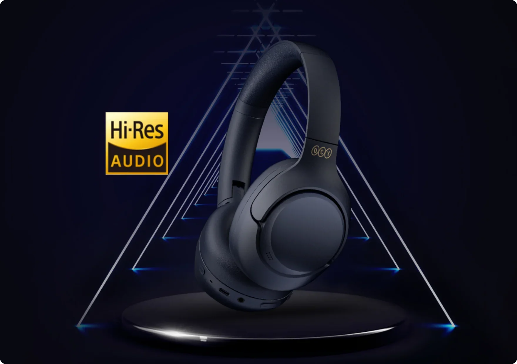 Auriculares QCY H2 Pro ANC com certificação Hi-Res Audio, sem fios, cancelamento de ruído, pretos, design futurista.