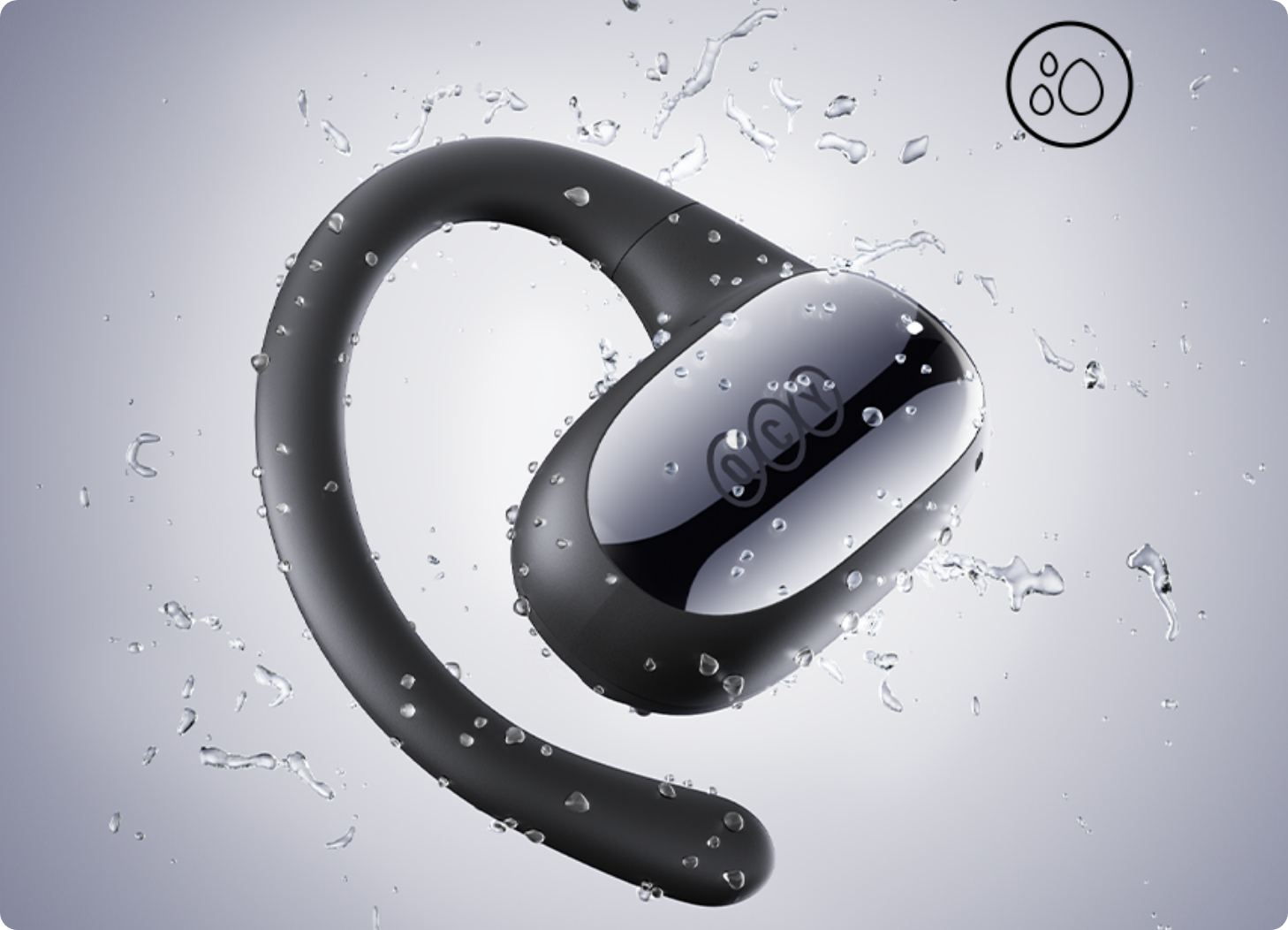 Auriculares Bluetooth resistentes ao suor com design à prova de água.