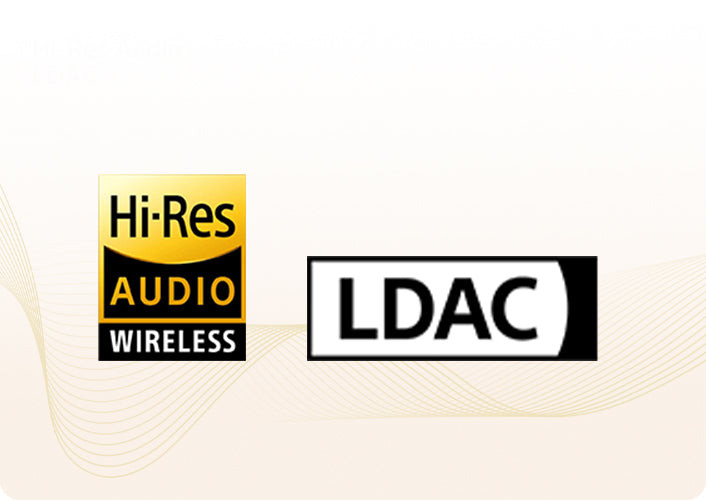 Logótipo LDAC Hi-Res Audio sem fios para dispositivos de áudio sem fios.