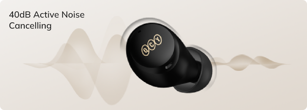 Auriculares QCY com cancelamento ativo de ruído de 40dB