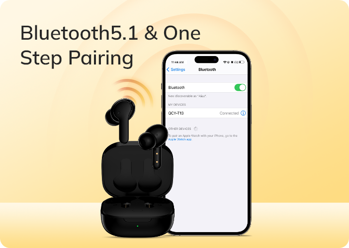 Auriculares Bluetooth 5.1 com emparelhamento num só passo e estojo de carregamento