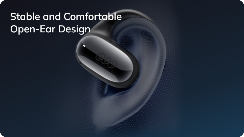 Design estável e confortável de auscultadores Open-Ear In-Ear.