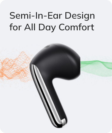 Auriculares semi-in-ear pretos para conforto durante todo o dia.