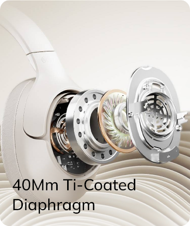 Membrana de titânio de 40 mm em auscultadores de alta qualidade para um som claro.
