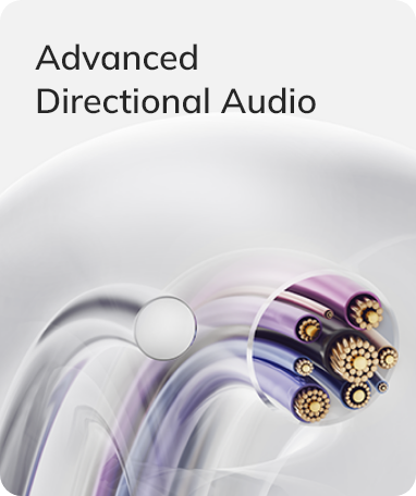 Áudio Direcional Avançado – tecnologia de áudio de alta precisão para som direcionado.