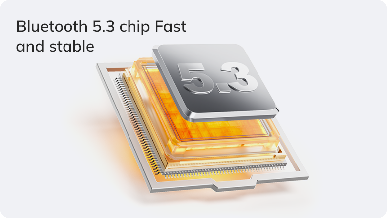 Chip Bluetooth 5.3 – rápido e estável.