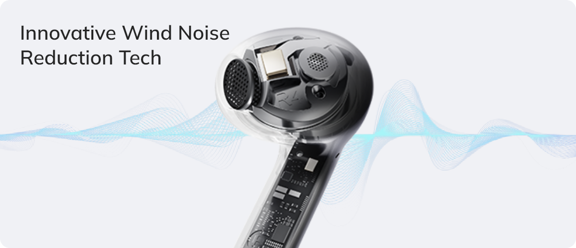Tecnologia inovadora de redução de ruído do vento num auricular moderno.