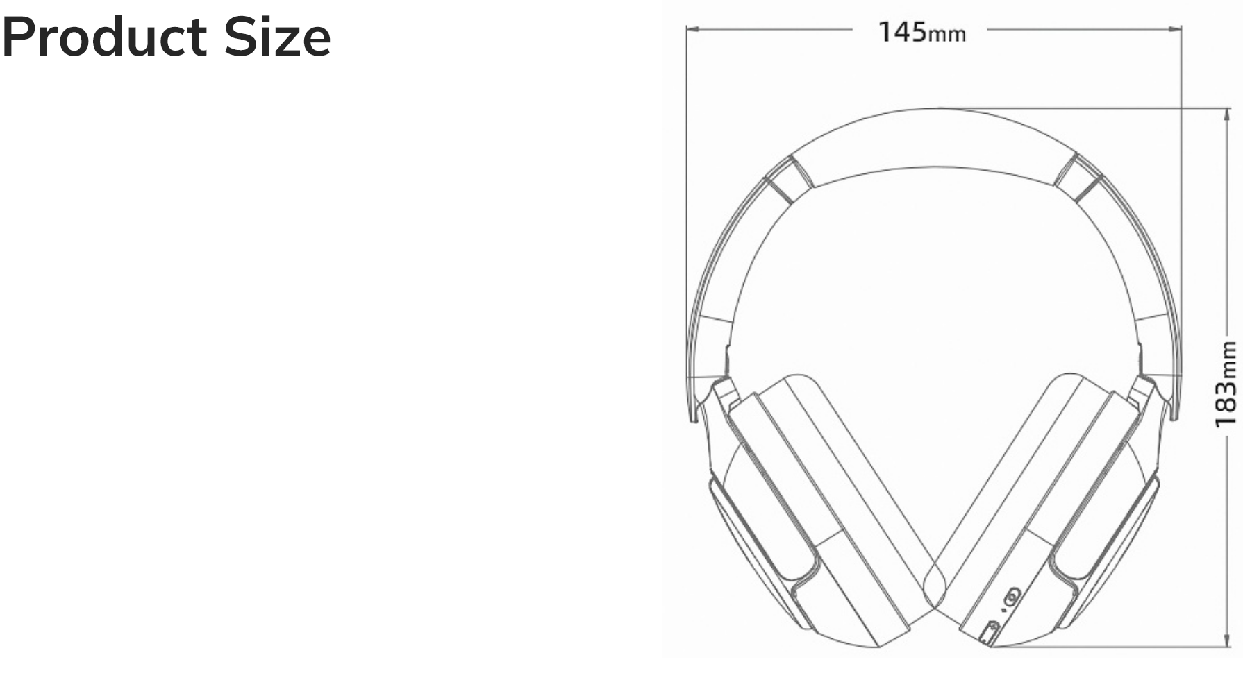 Auriculares circum-aurais com design dobrável, 145x183mm – ideal para música e jogos.