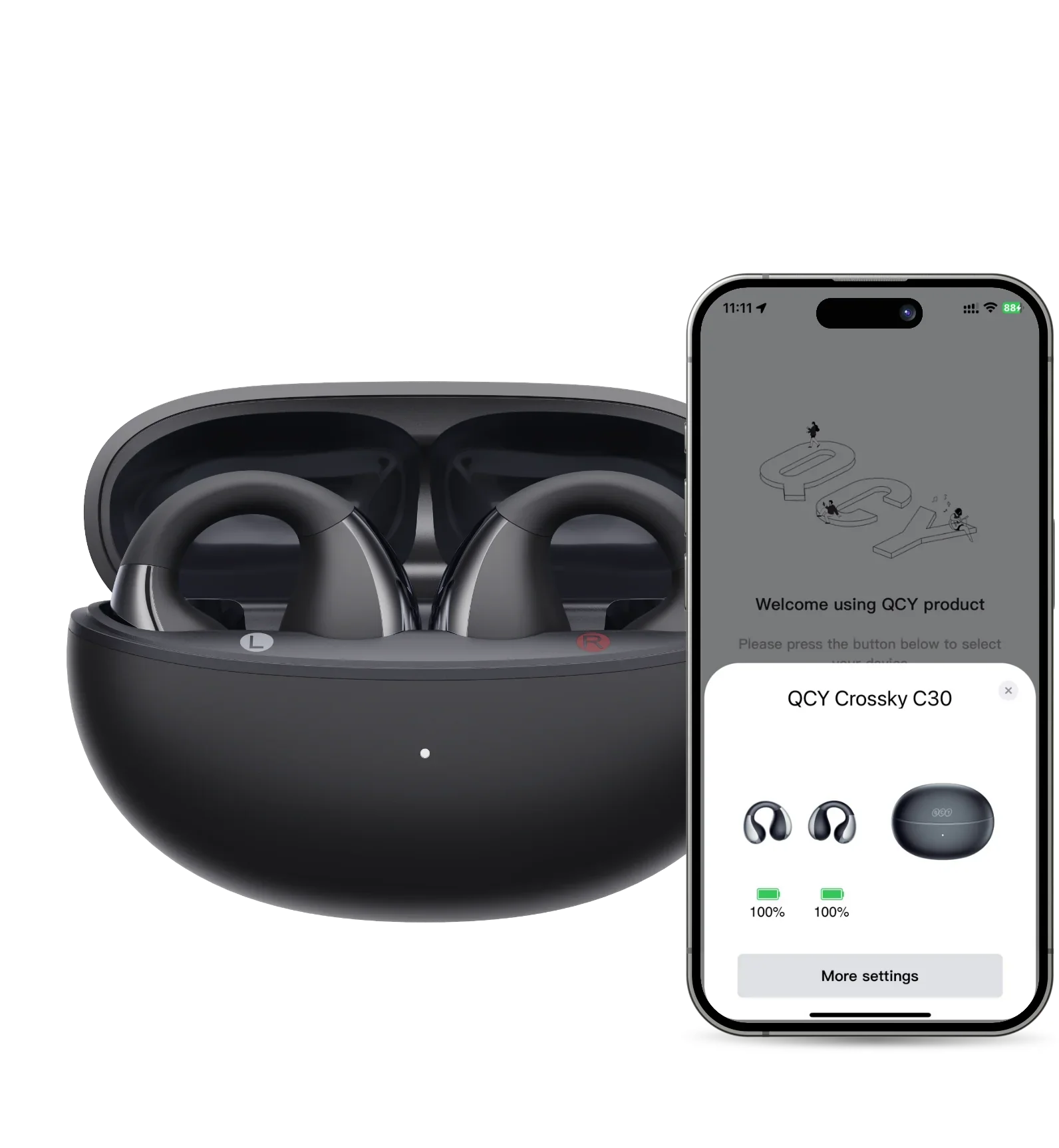 Auriculares True Wireless QCY Crossky C30 com estojo de carregamento