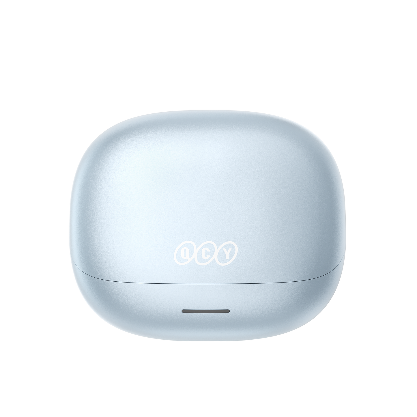 MeloBuds N65 auriculares sem fios em azul claro elegante com logótipo, estojo de carregamento compacto para viagem.