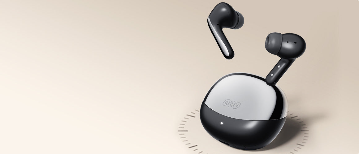 Auriculares True Wireless QCY com estojo de carregamento, preto
