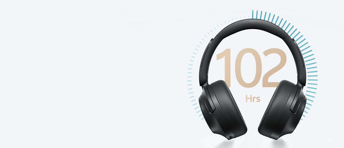 Auriculares circum-aurais pretos com 102 horas de autonomia da bateria