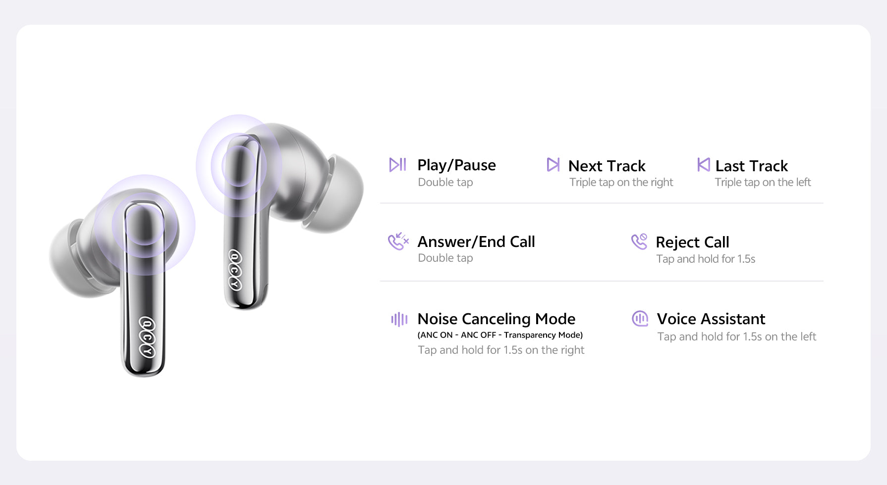 Auriculares True Wireless QCY T13: controlo de música, ANC, assistente de voz.