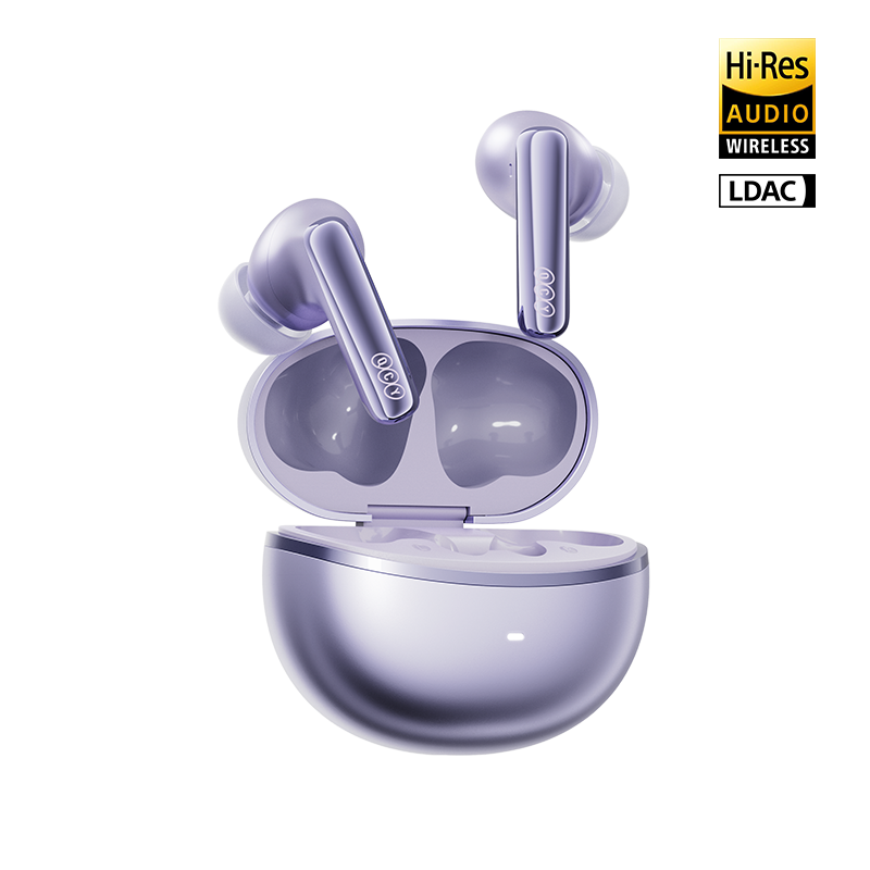 QCY MeloBuds N70 Lila: Estojo de carregamento aberto com LDAC Hi-Res e ANC adaptativo de 56 dB