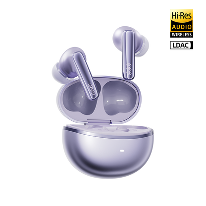 QCY MeloBuds N70 Lila: Estojo de carregamento aberto com LDAC Hi-Res e ANC adaptativo de 56 dB