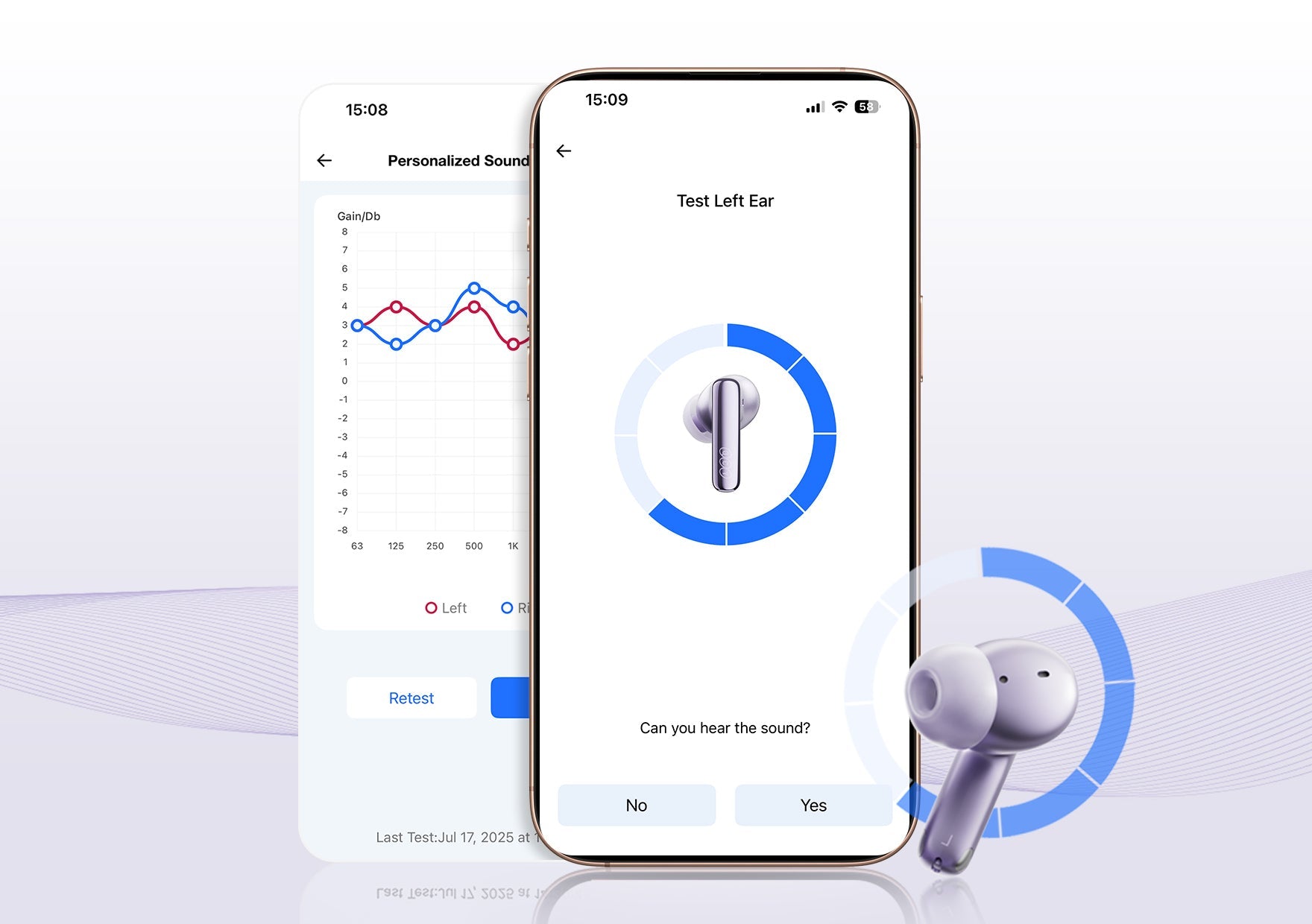 Smartphone com aplicação de ajuste de auscultadores para calibração de áudio