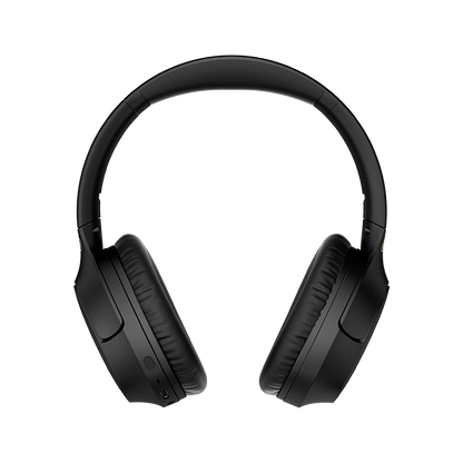 Auscultadores Over-Ear Schwarze QCY H2 Pro, vista frontal direta com auriculares simétricos e arco de cabeça confortável.