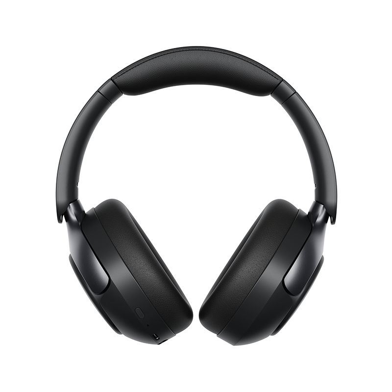 Auriculares Bluetooth Over-Ear QCY H3 Pro pretos vistos de frente com almofadas simétricas