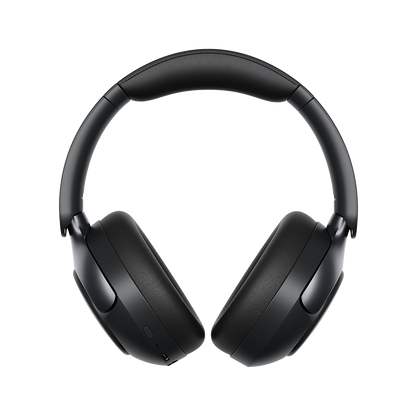 Auriculares Bluetooth Over-Ear QCY H3 Pro pretos vistos de frente com almofadas simétricas