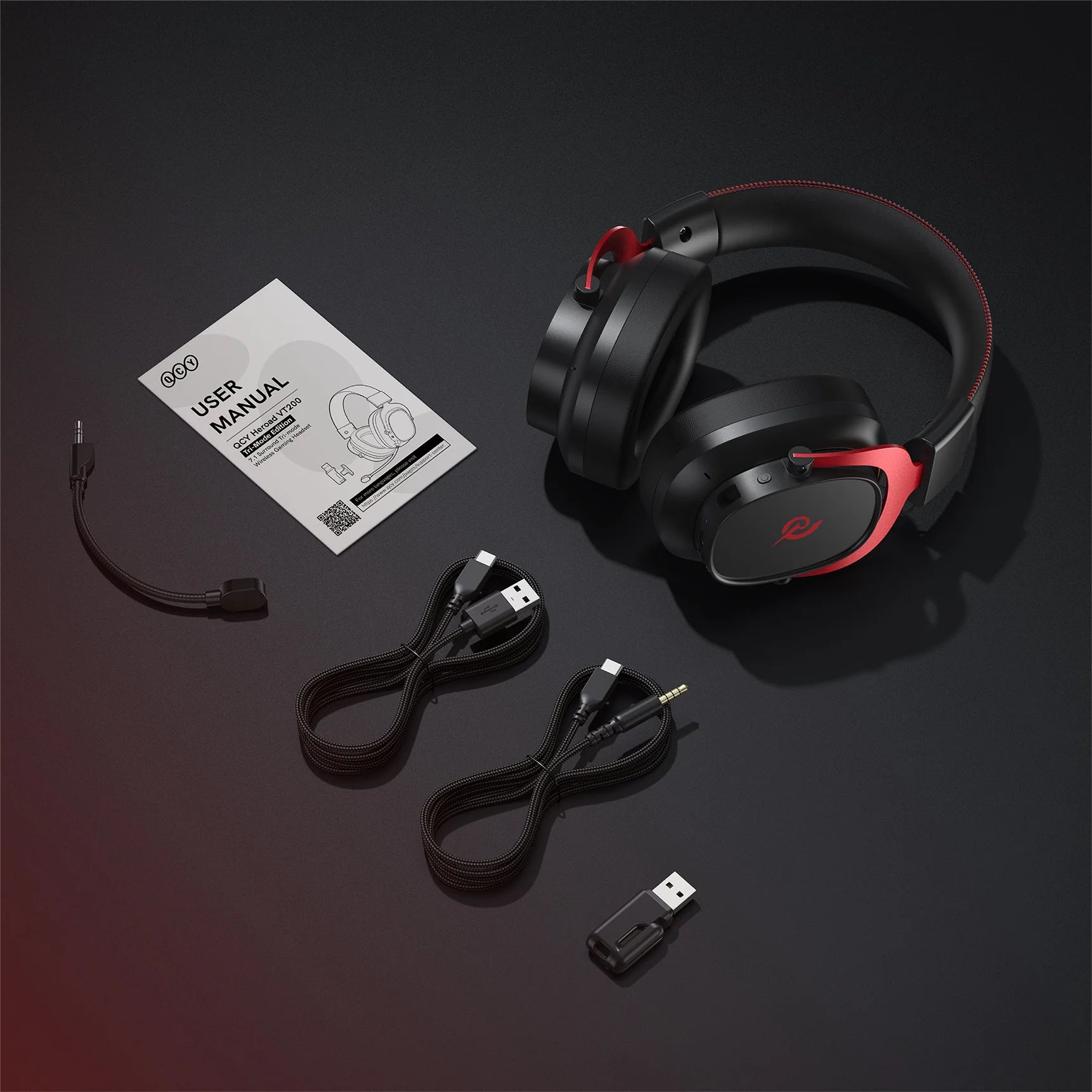 Auriculares Gaming QCY H300 com microfone, USB-C e entrada de 3,5 mm.