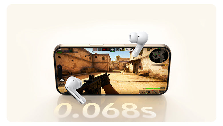 Auriculares sem fios com baixa latência para experiências de jogos móveis – tempo de resposta de 0,068 segundos
