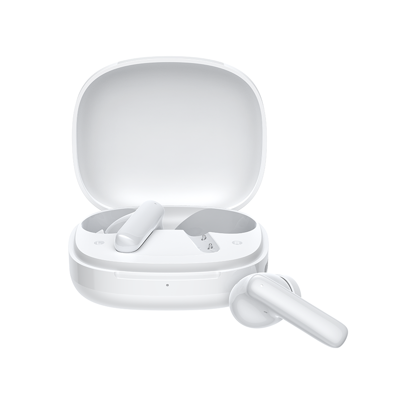 Auriculares sem fios QCY T13 Pro em estojo de carregamento branco, um auricular retirado, design moderno, auriculares Bluetooth com qualidade de som