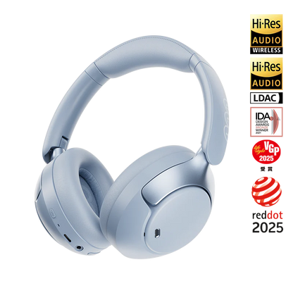 QCY H3 Pro auscultadores Bluetooth over-ear azuis com áudio Hi-Res, LDAC, prémios iF Design e VGP 2025