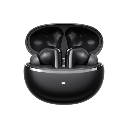 QCY MeloBuds N70 Preto: Close-up da caixa aberta, bateria de 50 h, Bluetooth 6.0