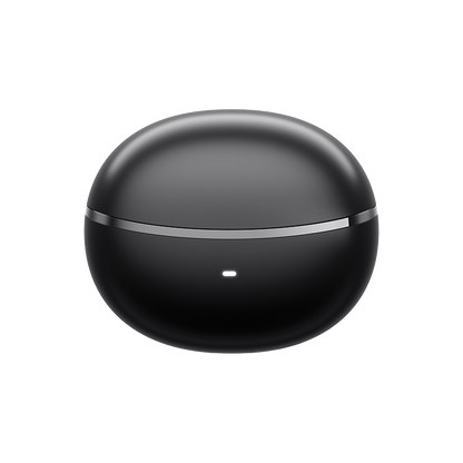 QCY MeloBuds N70 Preto: Estojo de carregamento fechado preto mate com carregamento sem fios