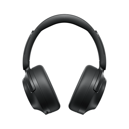 Auscultadores Over-Ear ANC QCY H3S pretos, vista frontal direta, superfície mate simples.