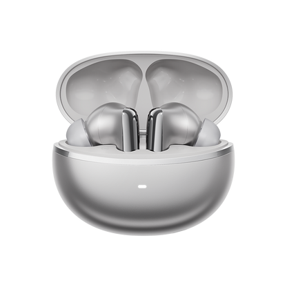 QCY MeloBuds N70 Titan: Estojo aberto em vista aproximada, 50 h de reprodução, Bluetooth 6.0