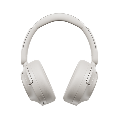 Auriculares QCY H3S Over-Ear ANC brancos, vista frontal direta, superfície mate limpa com detalhes discretos.